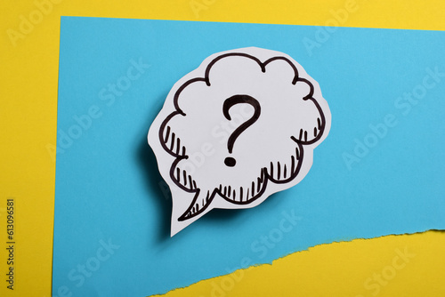 drawn question mark on a colored background