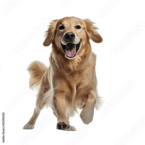 Golden retriever dog smiling isolated on transparent background