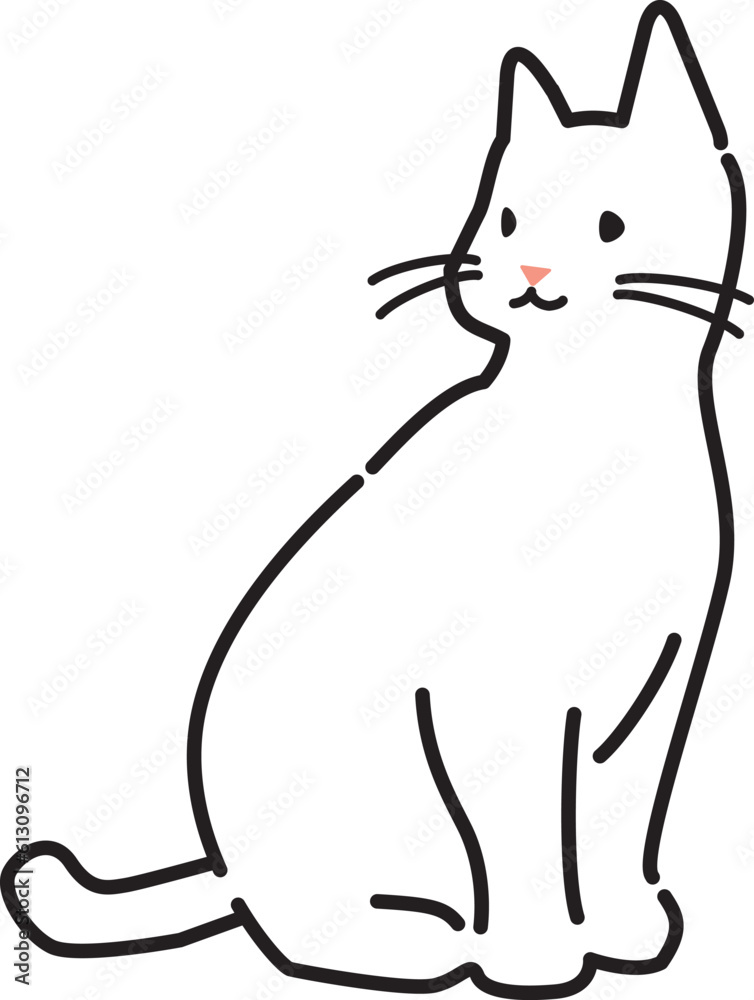 シンプルな白猫のイラスト シンプルな白猫のイラスト