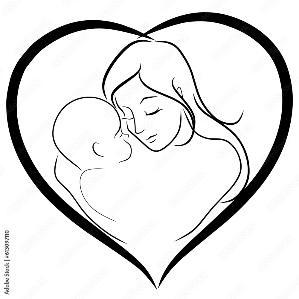 Vector mother and daughter with love concept Vector mother and daughter with love concept