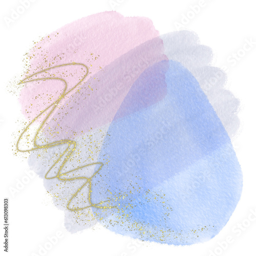 Light Blue Watercolor With Golden Design