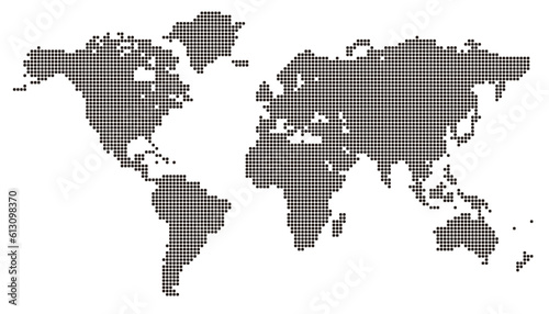 タイル状ドットの世界地図