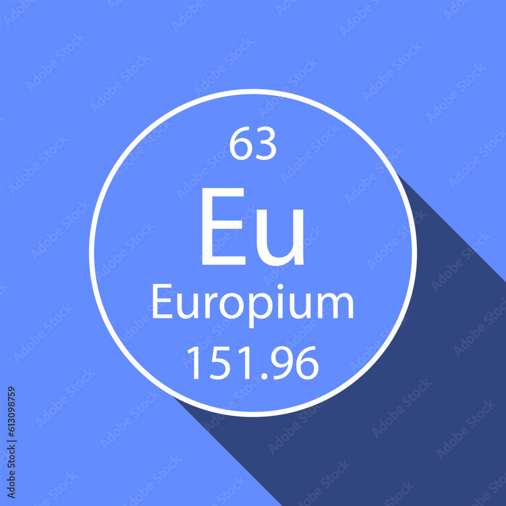 europium symbol with long shadow design. Chemical element of the periodic table. Vector illustration. europium symbol with long shadow design. Chemical element of the periodic table. Vector illustration.