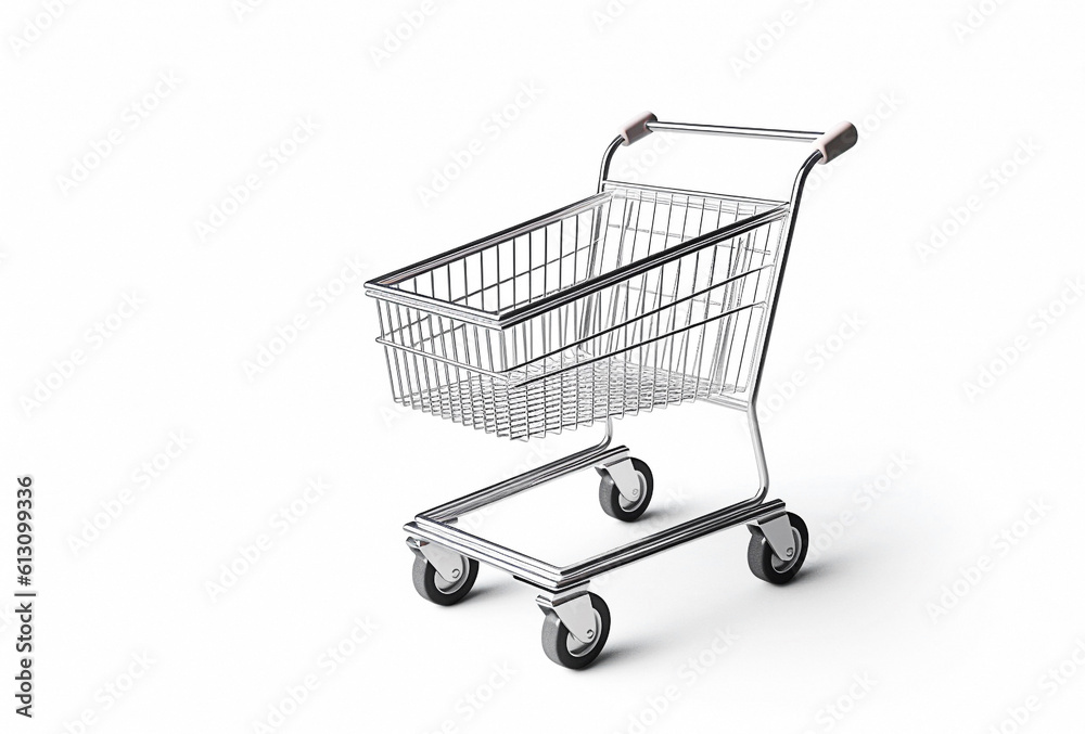 Ai generative. Shopping cart against the white Ai generative. Shopping cart against the white