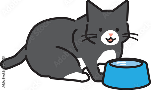 水を飲む猫のイラスト