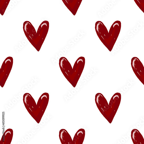 Beautiful seamless background with pink hearts. Valentine s Day. Seamless love heart design  background. Endless pattern on Valentine s day. The seamless texture with colored hearts.