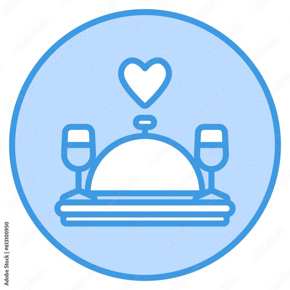 Romantic dinner icon in blue style, use for website mobile app presentation Romantic dinner icon in blue style, use for website mobile app presentation