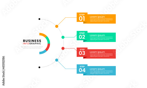 business Infographic Circle Template for Powerpoint with 4 Step or options.