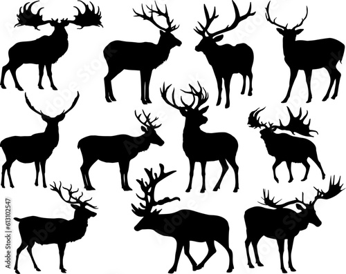 Set of Elk Silhouette