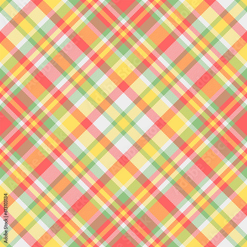 Vector check tartan of seamless fabric texture with a plaid textile background pattern.
