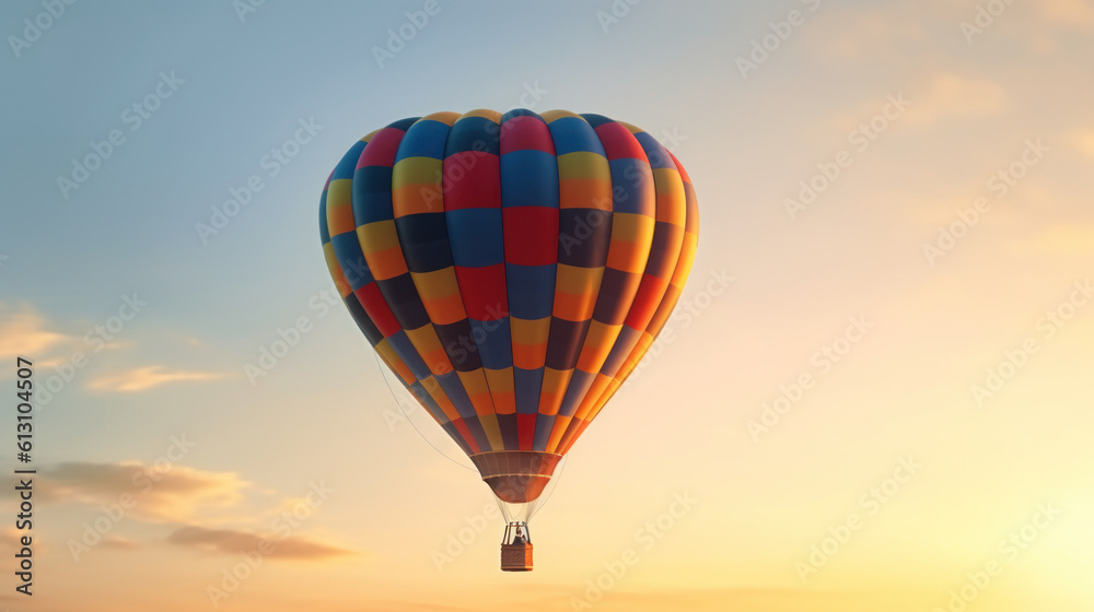 Obraz premium Colorful hot air balloon in flight. Generative Ai