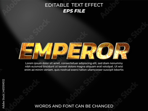 emperor text effect, font editable, typography, 3d text. vector template