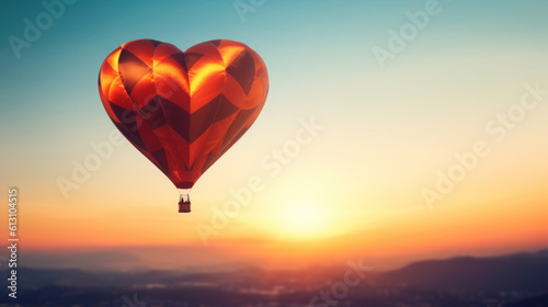 hot air balloon in sunset. Generative Ai