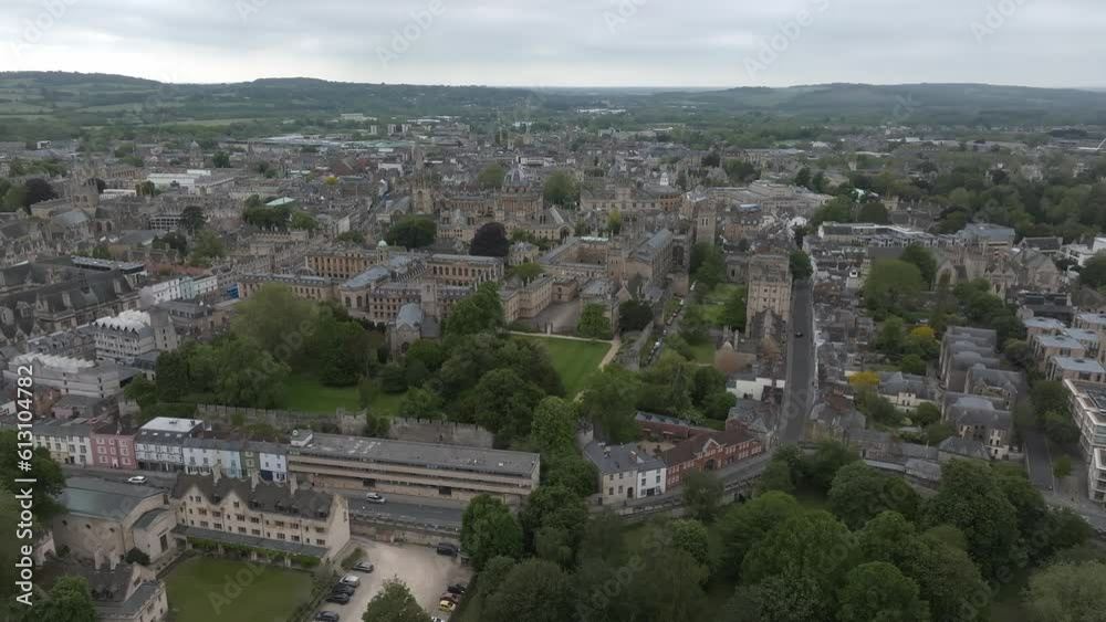 Aerial view over the city of Oxford with Oxford University and other medieval buildings. Travel photography concept. Aerial view over the city of Oxford with Oxford University and other medieval buildings. Travel photography concept.