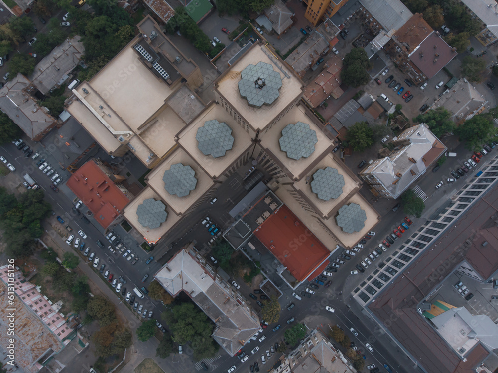 Top view of the cultural and business center "Menorah" the world's