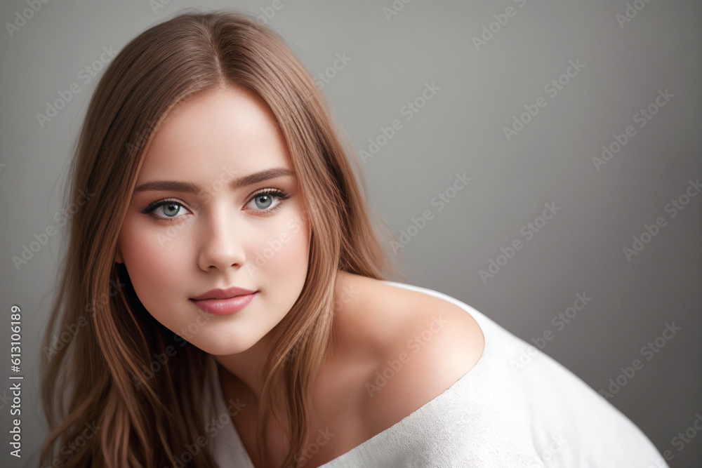 Curve redhead woman plus size model in casual dress, bold and bright colors colored background. Generative AI Curve redhead woman plus size model in casual dress, bold and bright colors colored background. Generative AI