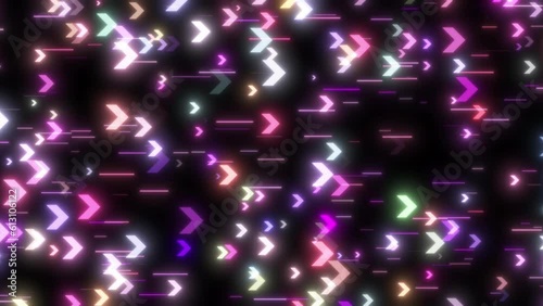 Abstract animated background. Luminous multi-colored arrows.
