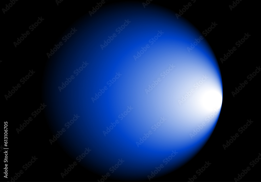 Fondo de degradado blanco, azul y  negro radial con luz a la derecha. Agujero azul negro. Luz azul