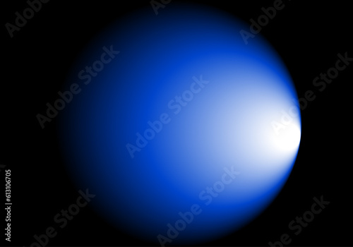 Fondo de degradado blanco, azul y  negro radial con luz a la derecha. Agujero azul negro. Luz azul