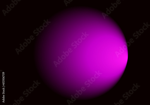 Fondo de degradado fucsia morado negro radial con luz a la derecha. Luz al final del túnel. Foco morado en la oscuridad de la noche