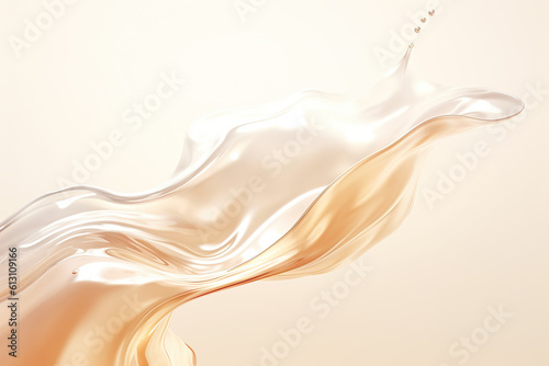 Liquid serum or hyaluronic acid splash on light pastel background