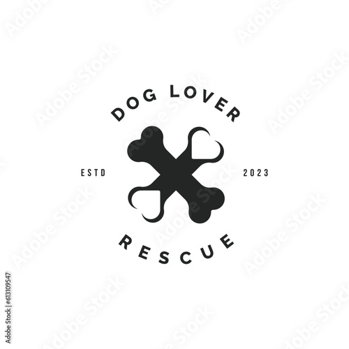 modern rescue sign logo business vector design template. simple cute bone dog lover logo design vector illustration with elegant, vintage and minimalist styles isolated on white