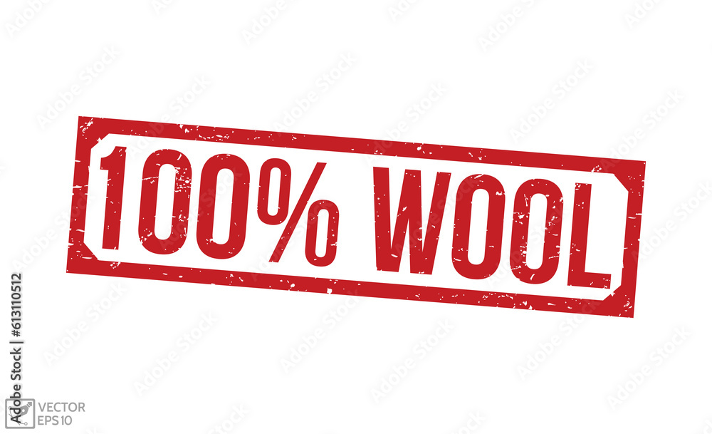 Fototapeta premium 100% Wool grunge rubber stamp vector illustration on white background. 100% Wool grunge rubber stamp.