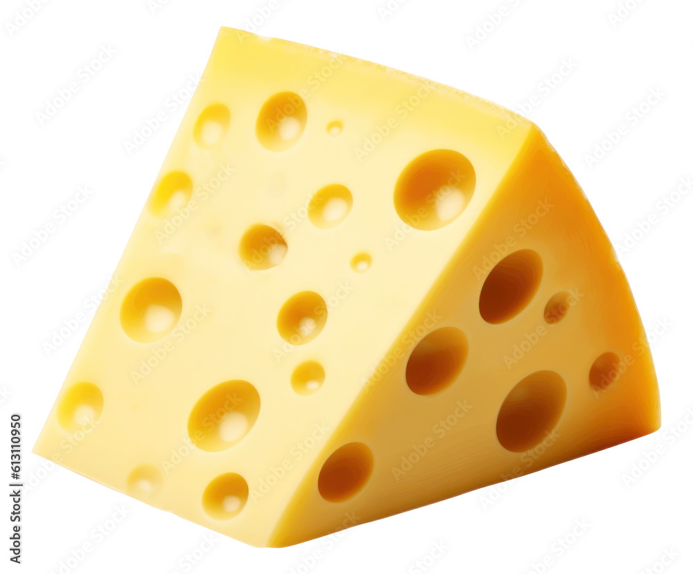 Piece of cheese isolated. Generative AI. Piece of cheese isolated. Generative AI.