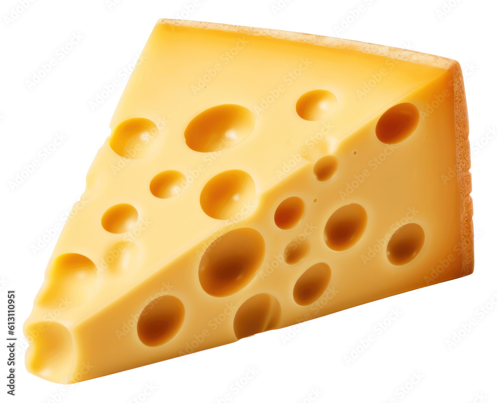 Piece of cheese isolated. Generative AI. Piece of cheese isolated. Generative AI.