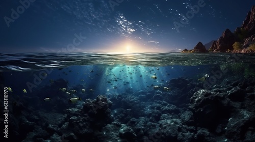 twilight over the world photography of ocean water with light reflected on the surface © EnelEva
