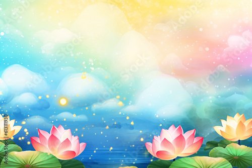 Great summer solar term  summer lotus summer pond lotus leaf flower illustration