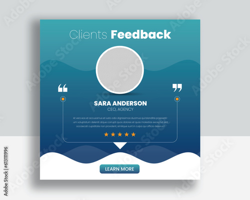 Customer feedback testimonial social media post web banner template