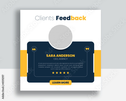 Customer feedback testimonial social media post web banner template