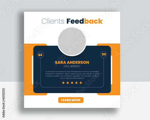 Customer feedback testimonial social media post web banner template