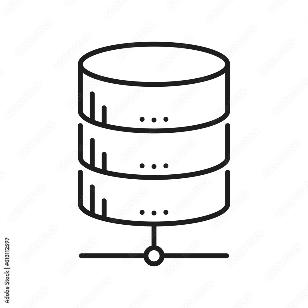 Online database, cloud storage server line icon. Hosting service, network technology platform or web compute infrastructure, datacenter server vector pictogram. File transfer and backup storage sign Online database, cloud storage server line icon. Hosting service, network technology platform or web compute infrastructure, datacenter server vector pictogram. File transfer and backup storage sign