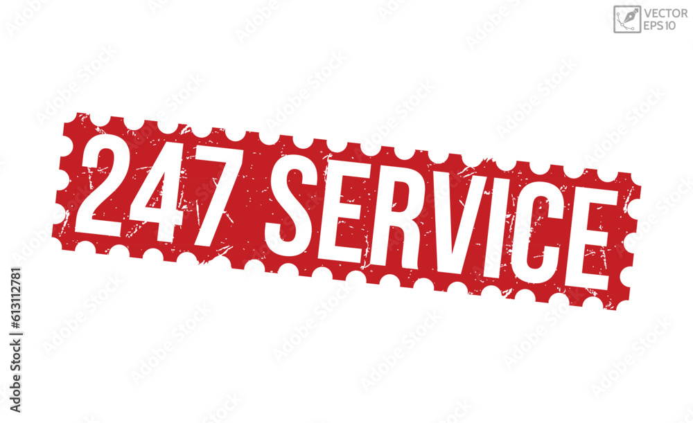 247 Service grunge rubber stamp on white background. 247 Service Rubber Stamp.