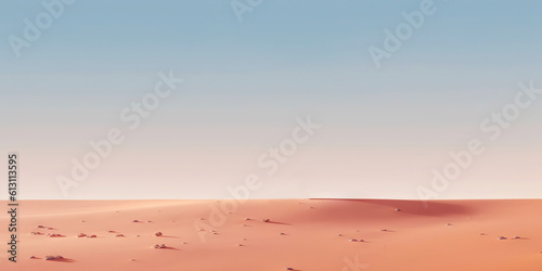 A minimalist sand dunes in the desert. Calm and tranquil landscape. Generative AI