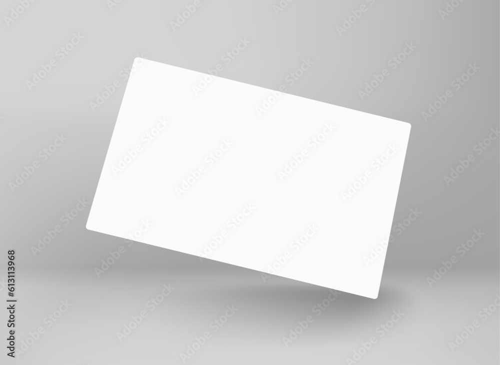 Single blank white business cards. 3d vector mockup for branding