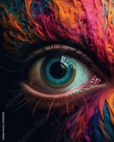 Colorful wide open eye