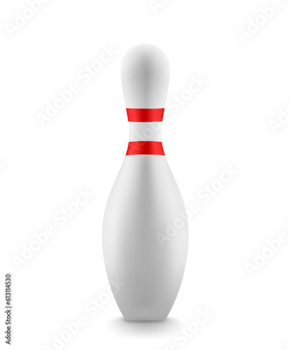 White billiard skittle isolated on white background. 3d vector clipart
