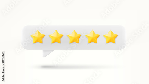 Speech bubble with rating stars. Feedback concept. 3d vector illustration

