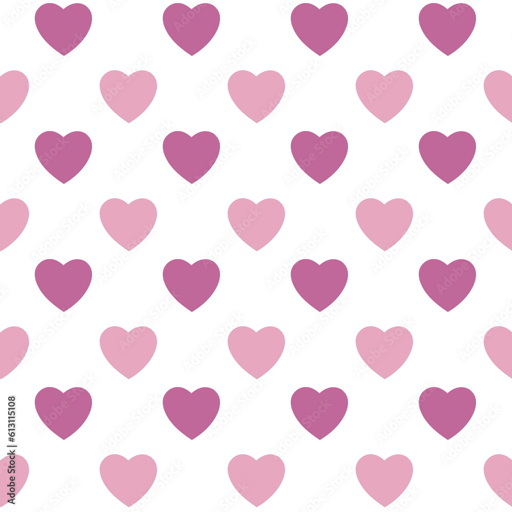 Seamless pink heart pattern background.Simple heart shape seamless pattern in diagonal arrangement. Love and romantic theme background.