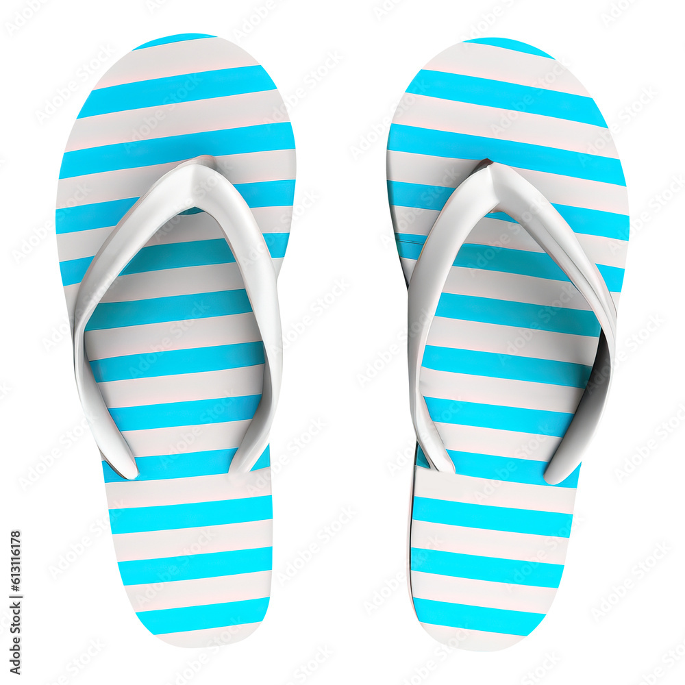 Striped flipflops in blue and white summer sandals isolated png file generative ai illustration Striped flipflops in blue and white summer sandals isolated png file generative ai illustration
