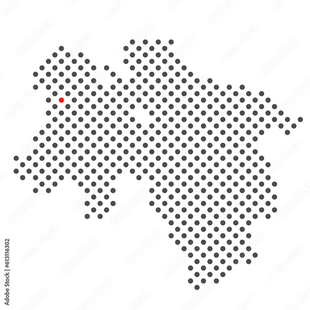 Leer im Bundesland Niedersachsen: Karte aus dunklen Punkten mit roter Markierung