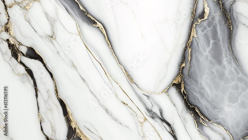 Wallpaper Mural Luxury White Marble stone with gold lines background texture. Slow panoramic camera motion, macro with deep focus (blur). High detailed 4K video.  Pattern texture surface panning background.  Torontodigital.ca