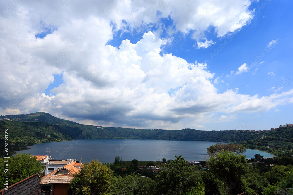 Albano lake and Castelgandolfo in the background