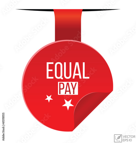 Equal pay message on ribbon banner. Vector illustration.
