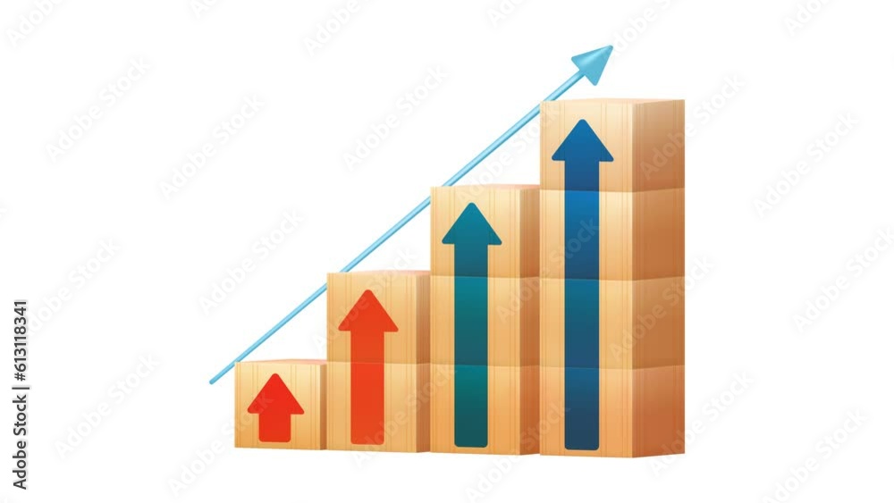 Wooden blocks grow like a ladder with an arrow up. Ladder career path concept animation for business growth success process Wooden blocks grow like a ladder with an arrow up. Ladder career path concept animation for business growth success process