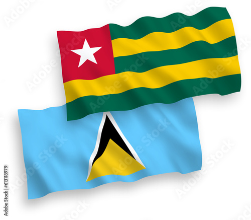 Flags of Togolese Republic and Saint Lucia on a white background