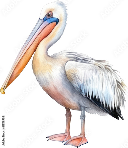 Pelican Bird Watercolor Illustration. Generative AI